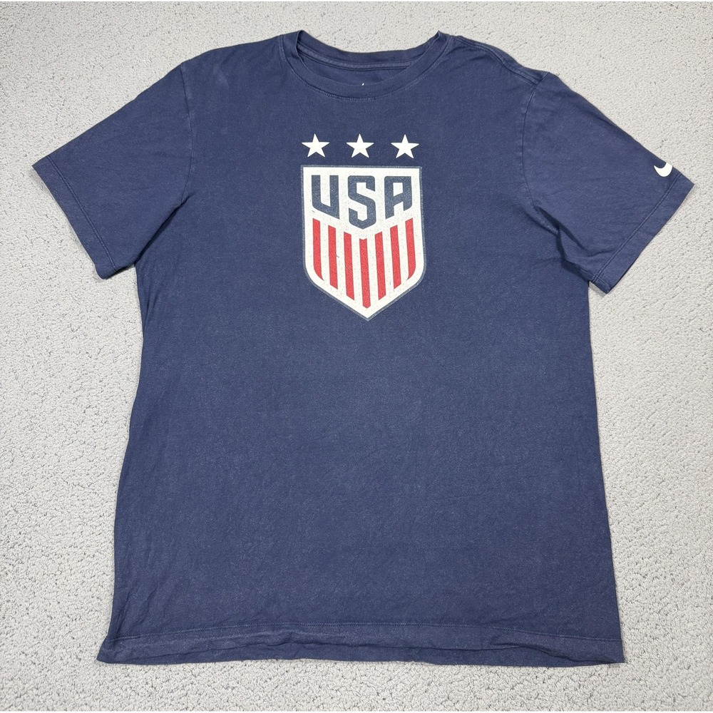 Nike USA Soccer Shirt Mens Medium‎ Blue Short Sleeve The Nike Tee Crest USMNT
